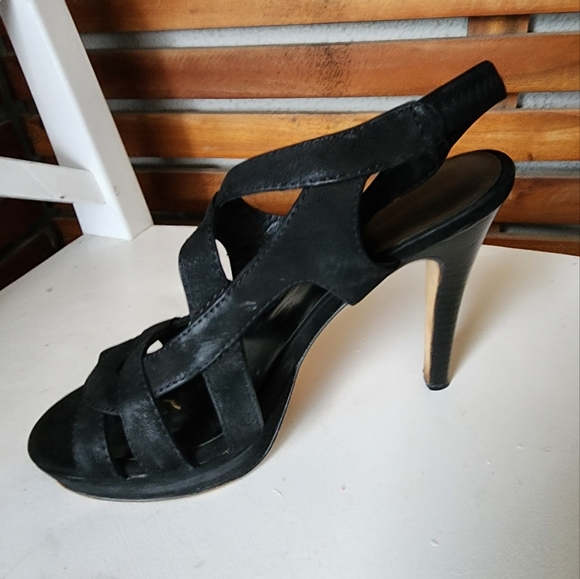 COUNTRY ROAD shoes suede Black strappy heels size 7 - Picture 3 of 10